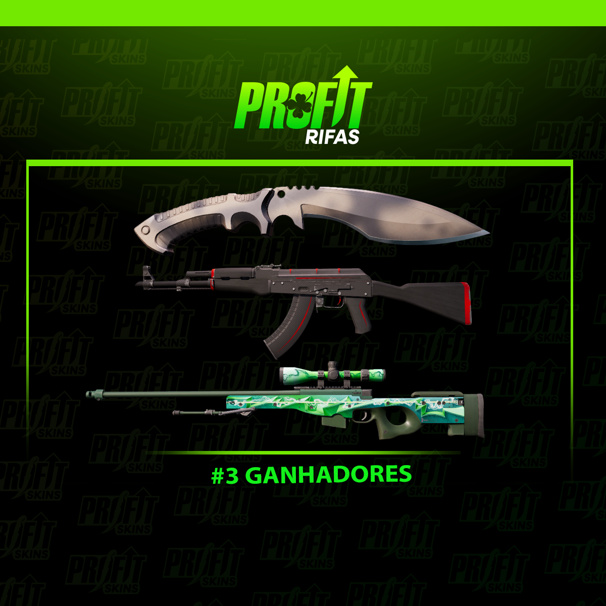 #3 GANHADORES | KUKRI + AK + AWP 🍀